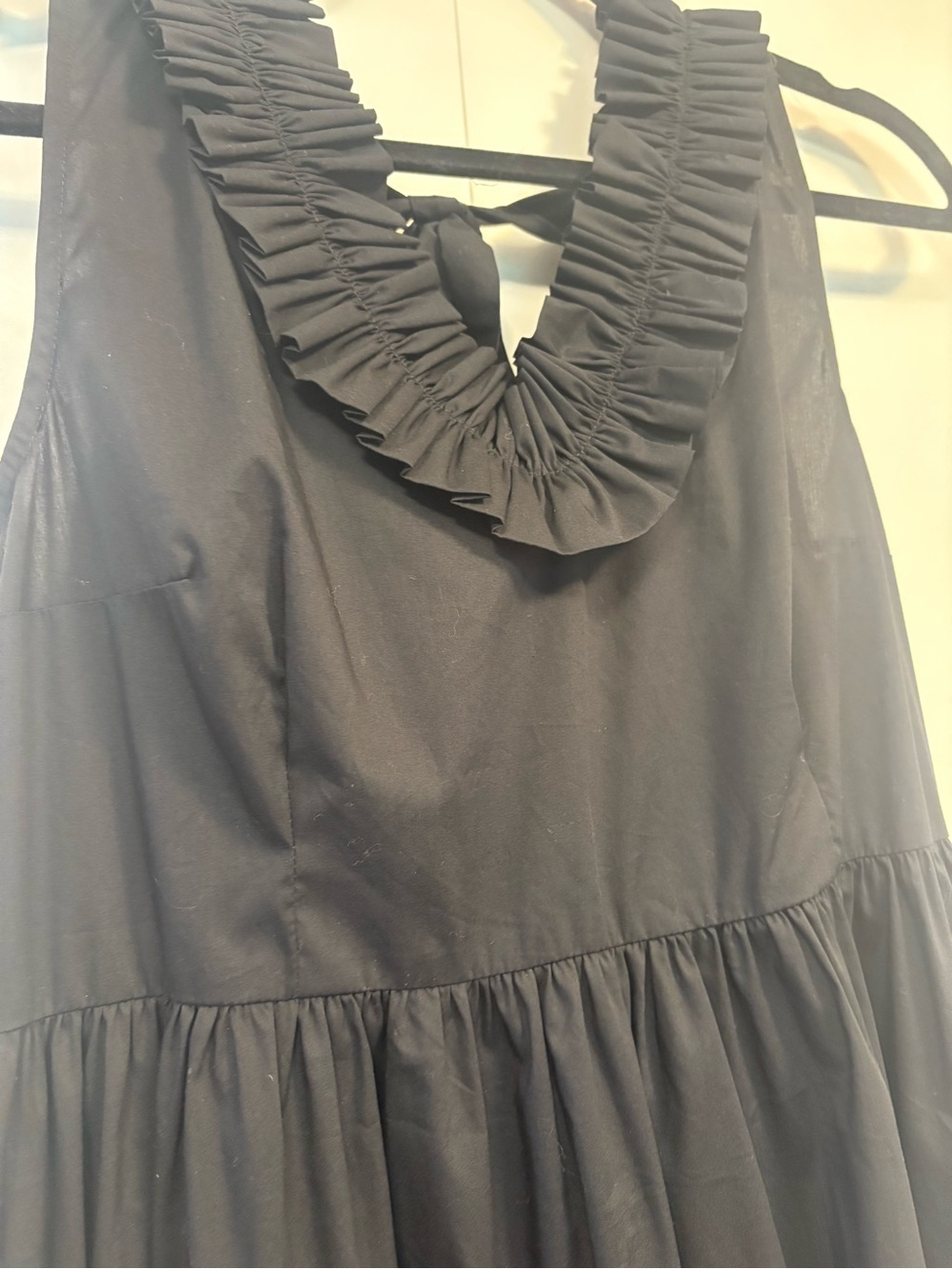 Black High-Low Ruffle V-Neck Dress S - Picture 4 of 10
